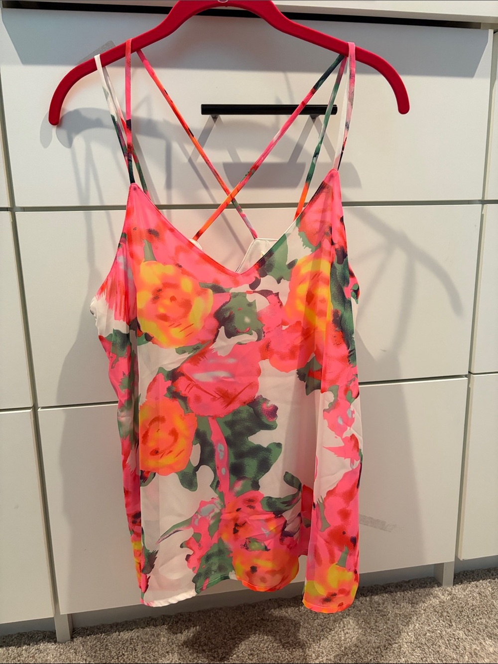 Buddy Love Neon Floral Strappy Cami - Pink & Yellow
